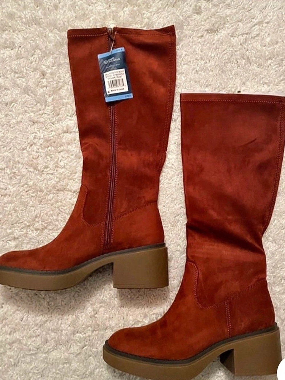 White Mountain Marcella Knee-High Heeled Boots Rust US 9 NWT